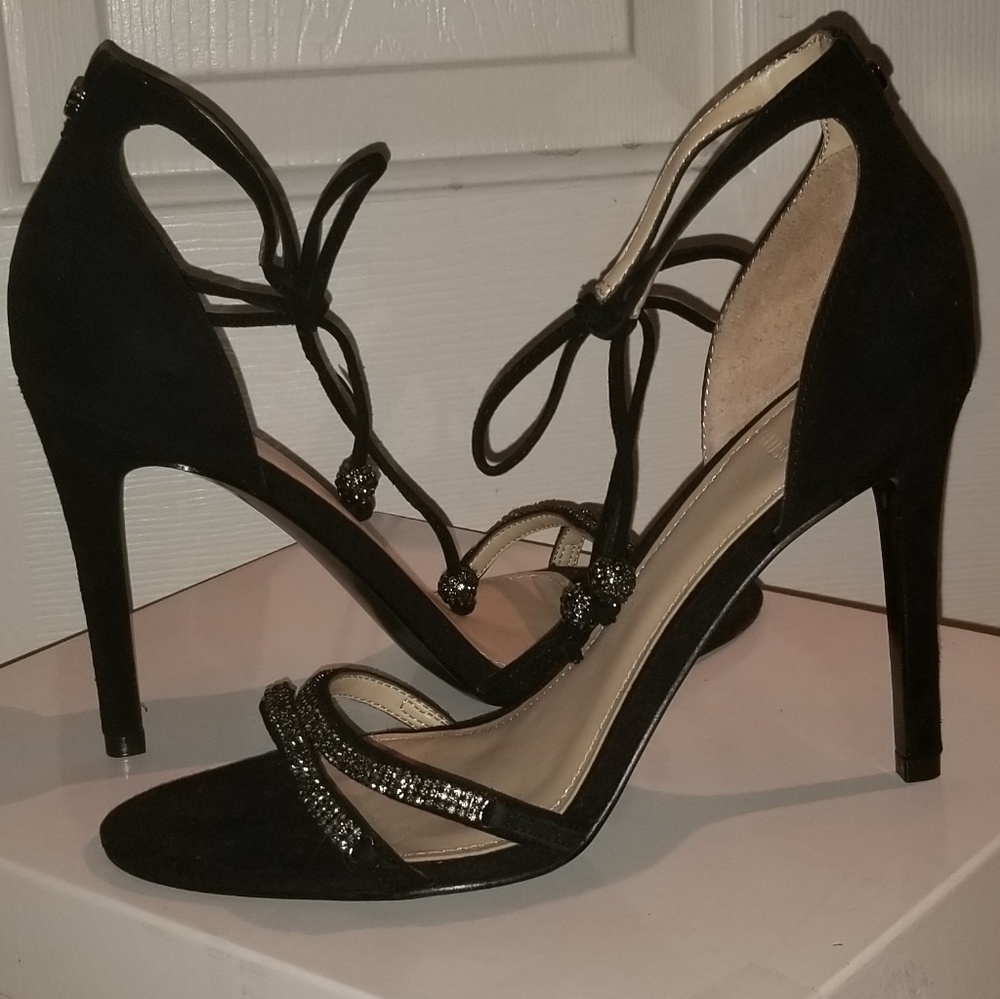 Black High Heels Swarovski crystal Sandals